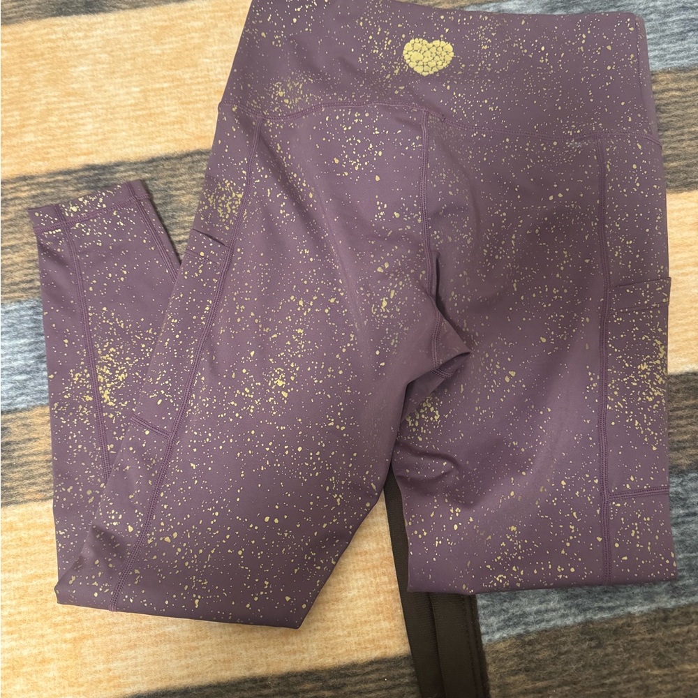 Elegant Purple and Gold Speckled Women's Leggings